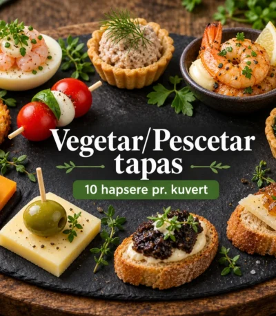 Produktillustration: Vegetar/Pescetar tapas med 10 hapsere pr. kuvert